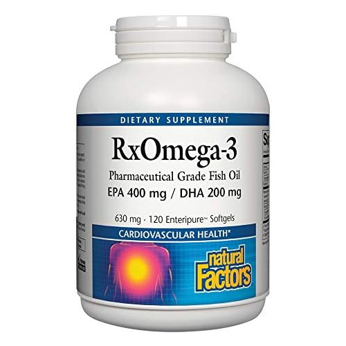  RxOmega-3 by Natural Factors, Natural Support for Cardiovascular Health with DHA and EPA, Daily Dietary Supplement, 240 Softgels