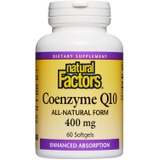 Natural Factors, Coenzyme Q10 400mg, CoQ10 Supplement for Energy, Heart and Antioxidant Support, 60 softgels (60 servings)
