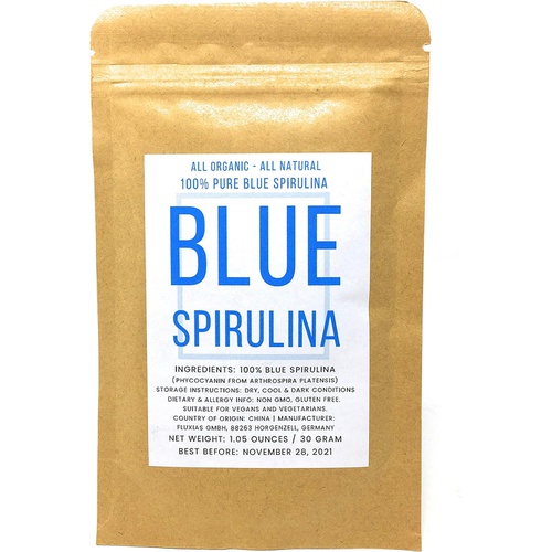  Naturegrail Blue Spirulina Powder - 100% Pure Phycocyanin - Deep Blue Food Coloring - Arthrospira Platensis - Net Weight: 1.05oz/30g