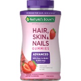 Natures Bounty Optimal Solutions Advanced Hair, Skin & Nails Gummies, Strawberry, 200 Count