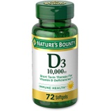 Natures Bounty Vitamin D for Immune Support and Promotes Healthy Bones, 10000IU, Softgels, Multi-Color, 10,000 IU, 72 Count (Pack of 1)