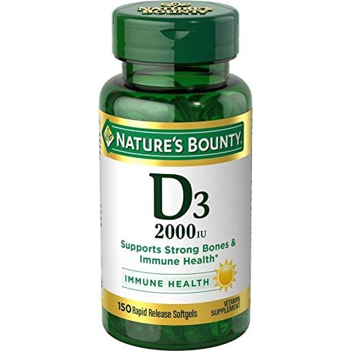  Vitamin D by Natures Bounty, Supports Immune Health & Bone Health, 2000IU Vitamin D3, 150 Softgels ,150 Count (Pack of 1)