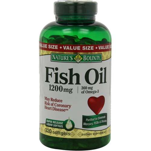  Natures Bounty Fish Oil, Dietary Supplement, Omega 3, Supports Heart Health, 1200mg, Rapid Release Softgels, 320 Ct