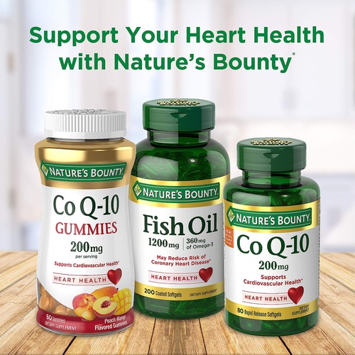  Natures Bounty Nature’s Bounty CoQ10 Gummies, Supports Heart Health, CoQ10 200mg, Peach Mango Flavor, 60 Count