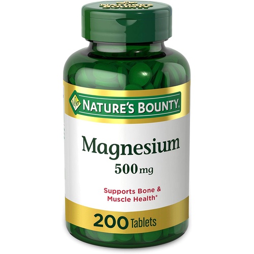 Natures Bounty Nature’s Bounty Magnesium 500mg Tablets, Supports Bone & Muscle Health, Twin Pack, 400 Tablets