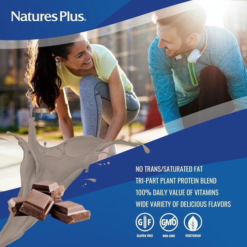  NaturesPlus SPIRU-TEIN Shake - Chocolate - 8 Packets, Spirulina Protein Powder - Plant Based Meal Replacement, Vitamins & Minerals for Energy - Vegetarian, Gluten-Free - 8 Servings