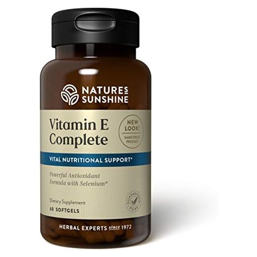  Natures Sunshine Vitamin E Complete w/ Selenium, 60 Softgels Powerful Antioxidant Supplement with Selenium and all Eight Molecules in the Vitamin E Family