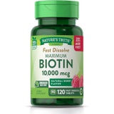 Natures Truth Biotin 10000mcg 120 Fast Dissolve Tablets Maximum Strength Hair Skin and Nails Supplement Natural Berry Flavor Vegetarian, Non-GMO, Gluten Free