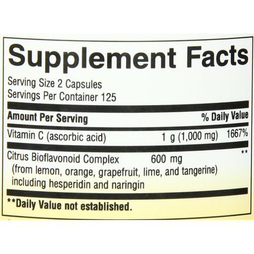  Natures Way Vitamin C 500 mg with Bioflavonoids; 1000 mg Vitamin C per Serving; 250 Capsules