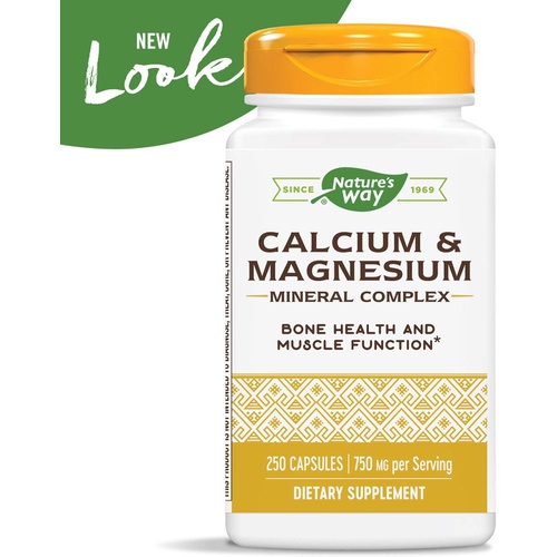  Natures Way Calcium & Magnesium Mineral Complex, 750 mg per serving, 250 Capsules