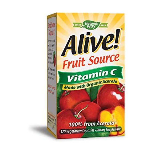  Natures Way Alive! Fruit Source Vitamin C, Made with Organic Acerola, 120 Count