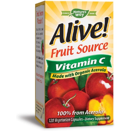  Natures Way Alive! Fruit Source Vitamin C, Made with Organic Acerola, 120 Count