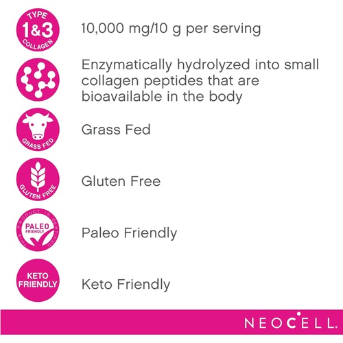  NeoCell Super Collagen Powder, 10g Collagen Peptides per Serving, Gluten Free, Keto Friendly, Non-GMO, Grass Fed, Paleo Friendly, Healthy Hair, Skin, Nails & Joints, Unflavored, 7