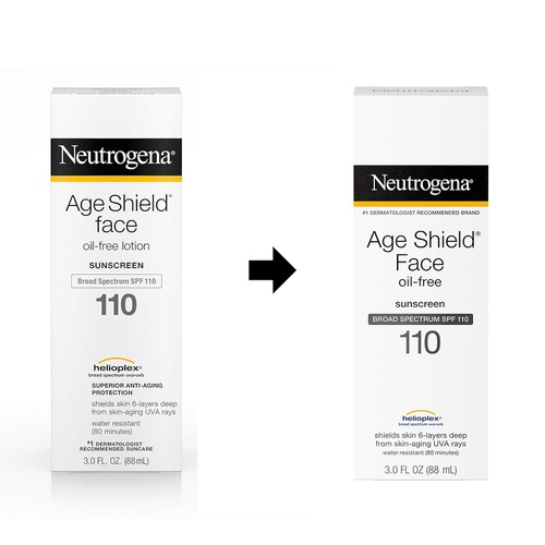  Neutrogena Age Shield Face Lotion Sunscreen with Broad Spectrum SPF 110, Oil-Free & Non-Comedogenic Moisturizing Sunscreen to Prevent Signs of Aging, 3 fl. oz