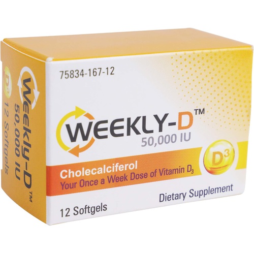  Nivagen Weekly-D Vitamin D3 50,000 IU 12 Vitamin D3 Softgels Cholecalciferol Supplements