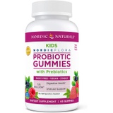 Nordic Naturals Kids Nordic Flora Probiotic Gummies, Merry Berry Punch - 60 Gummies - 1.5 Billion CFU & Prebiotic Fiber - Non-GMO, Vegan - 30 Servings