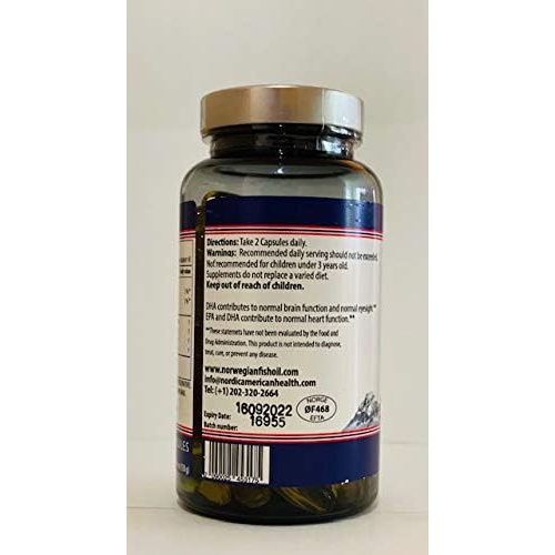  NORWEGIAN FISH OIL Supplement 1000mg  90 Fish Oil Small Capsules, Comprises of EPA DHA, Promotes Health and Wellness