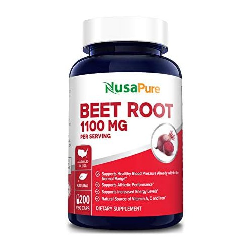  NusaPure Beet Root 1100 mg 200 Veggie caps (Vegan, Non-GMO & Gluten Free, Made with Organic Beet Root Powder)