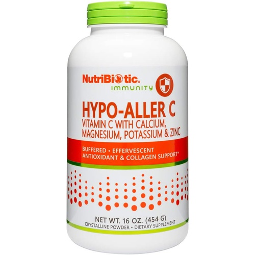  NutriBiotic Hypo-Aller C Powder Vitamin C & Minerals for Antioxidant & Collagen Support 1300 mg Vitamin C per serving 16 ounce Buffered Calcium, magnesium, zinc, and potassium Non-