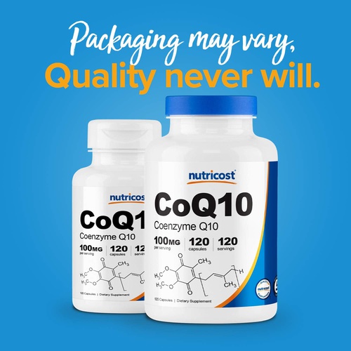  Nutricost CoQ10 100mg, 120 Vegetarian Capsules, 120 Servings - High Absorption, Vegetarian, Non-GMO, Coenzyme Q10