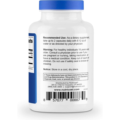  Nutricost HMB (Beta-Hydroxy Beta-Methylbutyrate) 1000mg (120 Capsules) - 500mg Per Capsule, 60 Servings - Gluten Free and Non-GMO