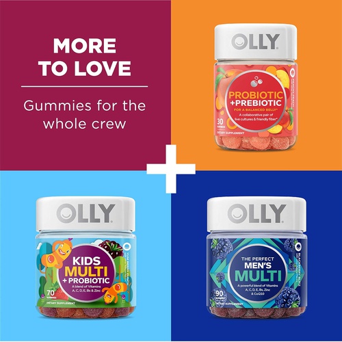  OLLY Womens Multivitamin Gummy, Overall Health and Immune Support, Vitamins A, D, C, E, Biotin, Folic Acid, Adult Chewable Vitamin, Berry, 45 Day Supply - 90 Count (Pack of 1)