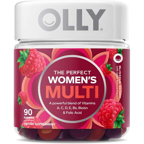  OLLY Womens Multivitamin Gummy, Overall Health and Immune Support, Vitamins A, D, C, E, Biotin, Folic Acid, Adult Chewable Vitamin, Berry, 45 Day Supply - 90 Count (Pack of 1)