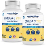 Oceanblue Omega-3 2100  120 ct  2 Pack  Triple Strength Burpless Fish Oil Supplement with High- Potency EPA, DHA, DPA  Wild-Caught  Orange Flavor (120 Servings)  New Packagin