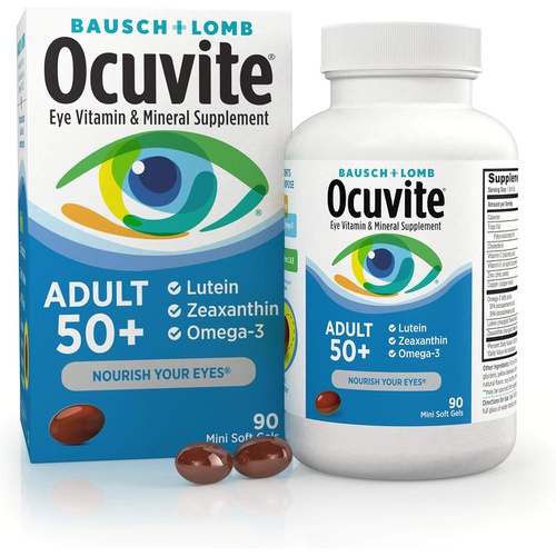  Ocuvite Eye Vitamin & Mineral Supplement, Contains Zinc, Vitamins C, E, Omega 3, Lutein, & Zeaxanthin, 90 Softgels (Packaging May Vary)