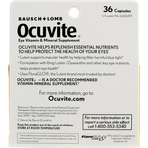  Bausch + Lomb Ocuvite Lutein Capsules, 36 Count Bottle (Pack of 2)