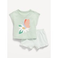 OldNavy French-Terry Graphic Top and Shorts Set for Baby