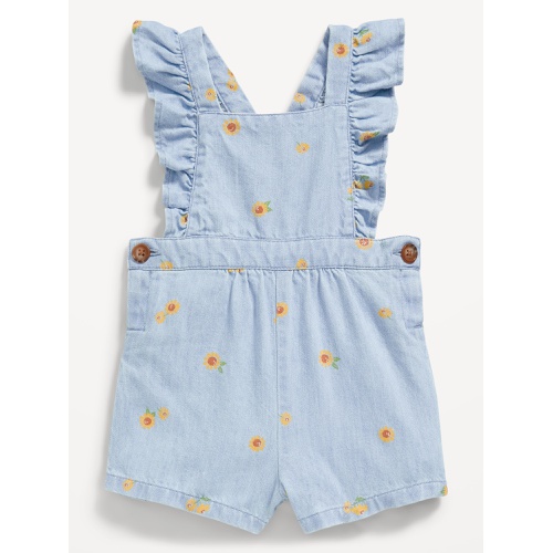 올드네이비 OldNavy Printed Ruffle-Trim Chambray Shortalls for Baby