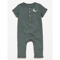 OldNavy Short-Sleeve Henley Linen-Blend One-Piece for Baby