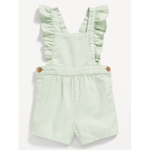 올드네이비 OldNavy Ruffle-Trim Twill Shortalls for Baby