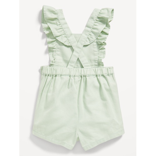 올드네이비 OldNavy Ruffle-Trim Twill Shortalls for Baby