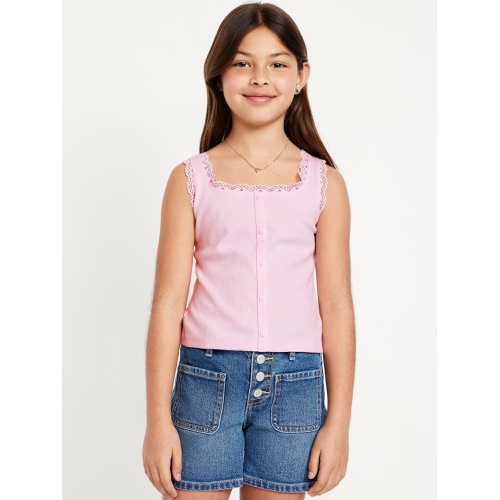 올드네이비 OldNavy Fitted Button-Front Ribbed Tank Top for Girls