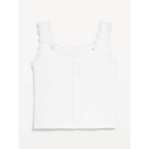 올드네이비 OldNavy Fitted Button-Front Ribbed Tank Top for Girls