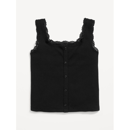 올드네이비 OldNavy Fitted Button-Front Ribbed Tank Top for Girls