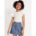 OldNavy Fitted Short-Sleeve Ruffle-Trim Ribbed Top for Girls