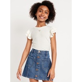 OldNavy Fitted Short-Sleeve Ruffle-Trim Ribbed Top for Girls