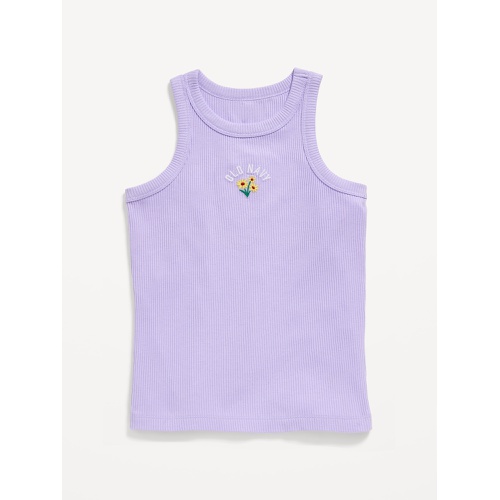 올드네이비 OldNavy Fitted Ribbed Logo-Graphic Tank Top for Girls