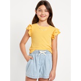 OldNavy Fitted Short-Sleeve Ruffle-Trim Ribbed Top for Girls