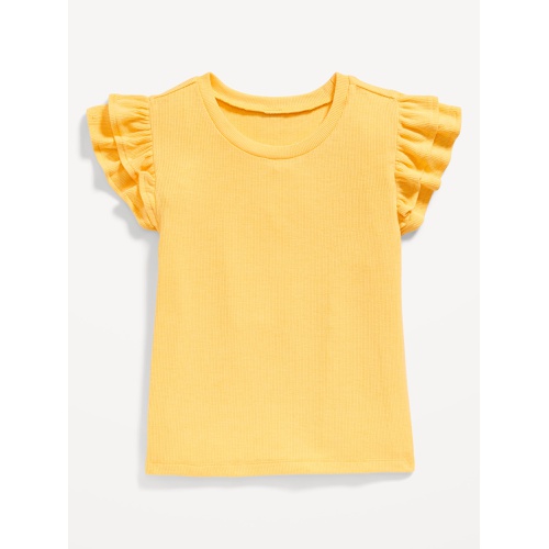 올드네이비 OldNavy Fitted Short-Sleeve Ruffle-Trim Ribbed Top for Girls