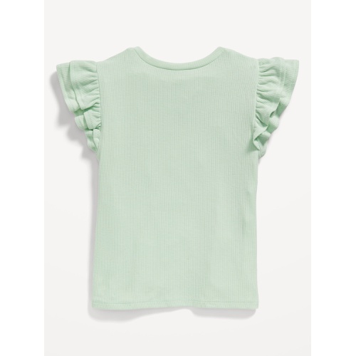 올드네이비 OldNavy Fitted Short-Sleeve Ruffle-Trim Ribbed Top for Girls