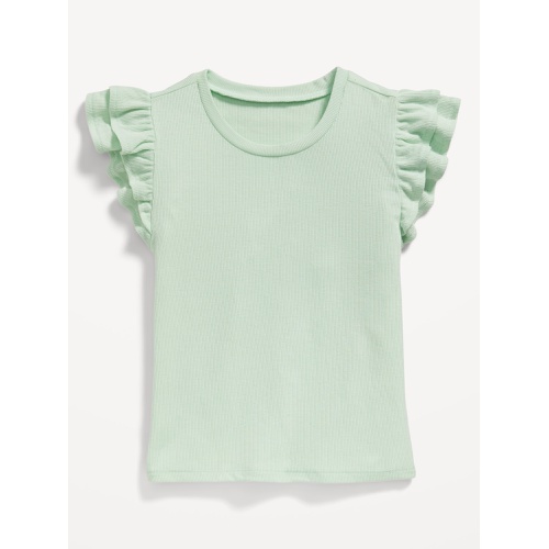 올드네이비 OldNavy Fitted Short-Sleeve Ruffle-Trim Ribbed Top for Girls