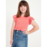 OldNavy Fitted Short-Sleeve Ruffle-Trim Ribbed Top for Girls