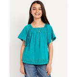 OldNavy Short Flutter-Sleeve Crochet-Trim Top for Girls