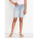 OldNavy Baggy Frayed-Hem Bermuda Jean Shorts for Girls