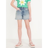 OldNavy High-Waisted Embroidered Frayed-Hem Jean Shorts for Girls