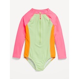 OldNavy Color-Block Zip-Front Rashguard One-Piece Swimsuit for Girls